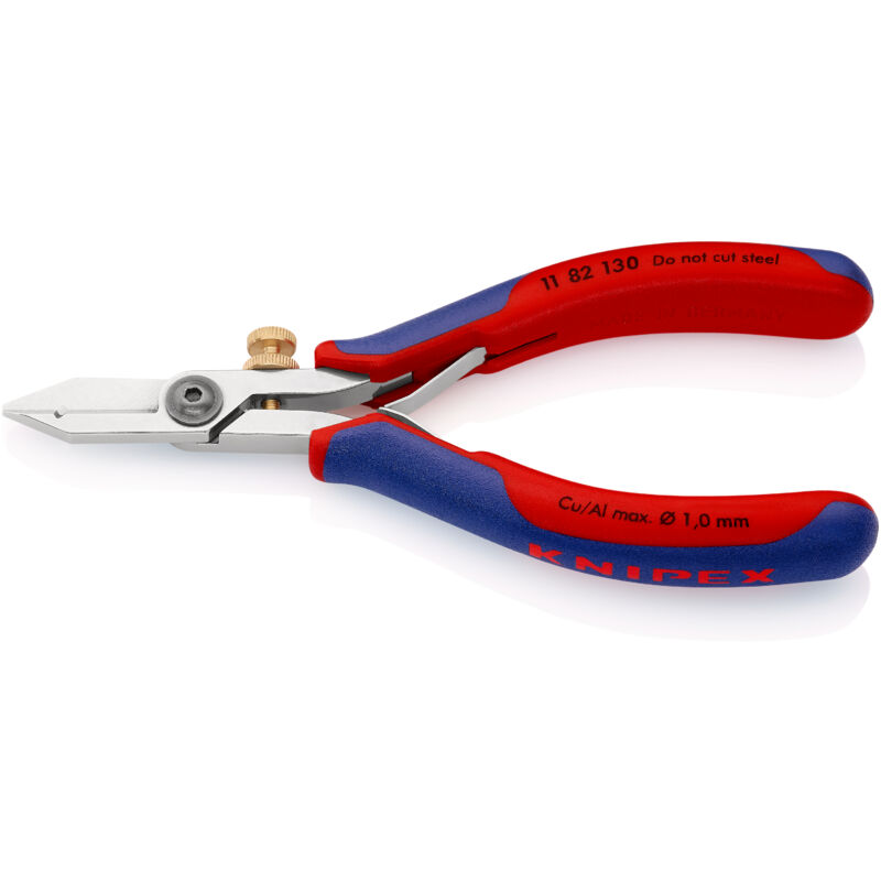 KNIPEX 11 82 130 Elektronik-Abisolierschere mit Mehrkomponenten-Hüllen 140 mm