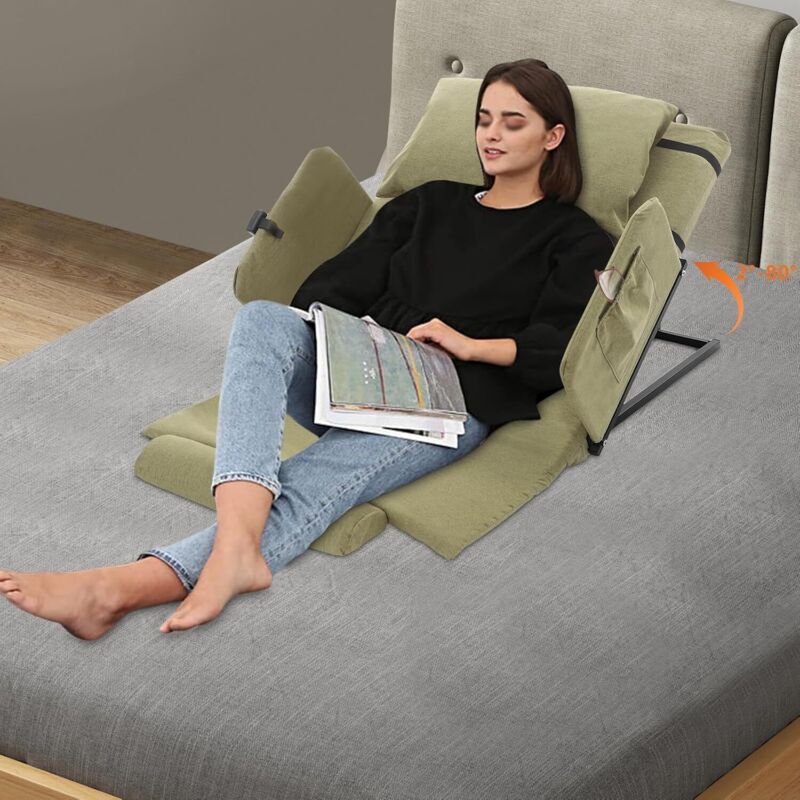 Elektrisch Anhebbare Rückenlehne mit Fernbedienung und Fester Handlauf, 2-80° Elektrisch Verstellbare Bettlehne, Max Tragfähigkeit 300KG,