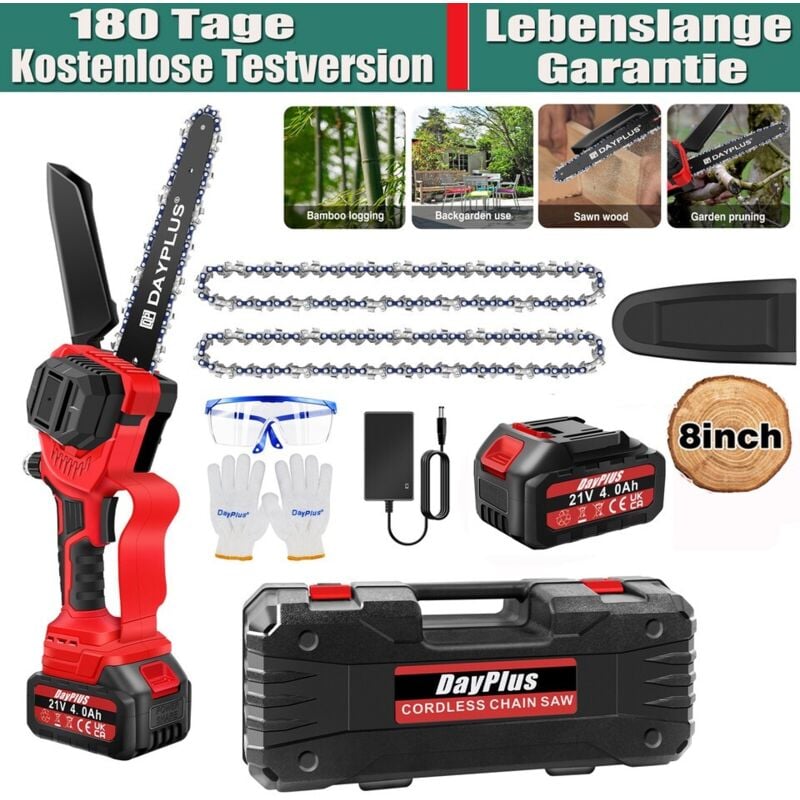 Elektrische kabellose Kettensäge 8' Saw Wood Pruning Cutter Akku wiederaufladbar