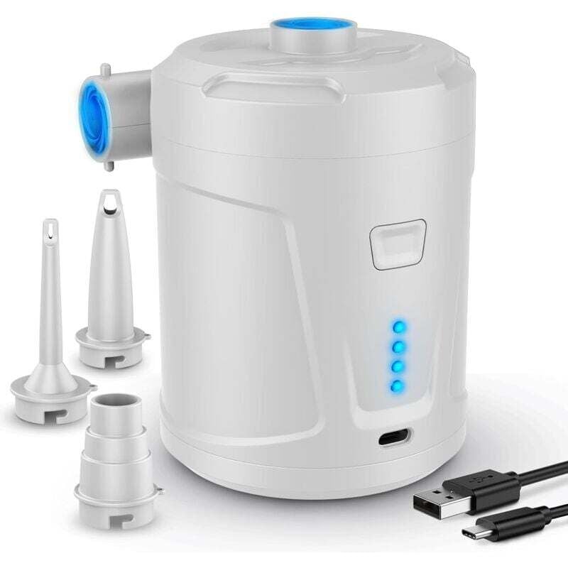 Odipie - Elektrische Luftpumpe, aufblasbarer Matratzen-Inflator mit 3 Luftdüsen, schneller Inflator für Schlauchboot/Luftmatratze