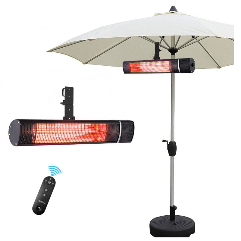 Teamson Home - Elektrische Terrassenheizung, 2000 w Außenheizung (3 Leistungsstufen), Infrarotheizung mit Fernbedienung, Überhitzungsschutz