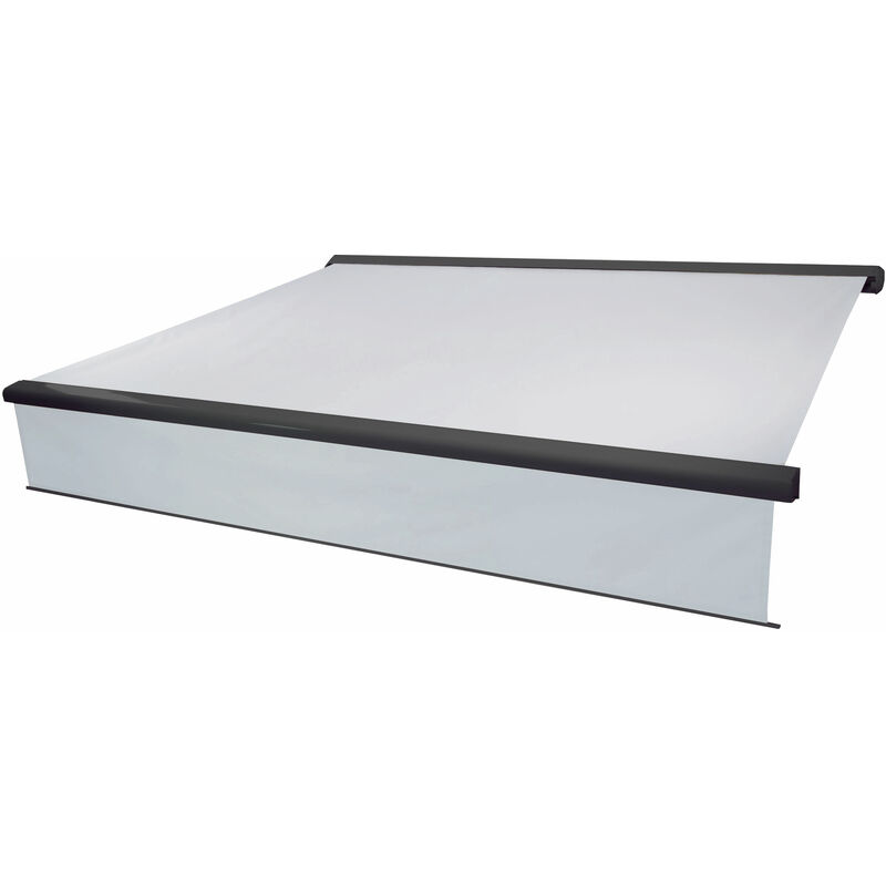 Elektrische Vollkassetten-Markise HHG-606, 4,5x3m ausfahrbarer Volant Acryl Creme, anthrazit