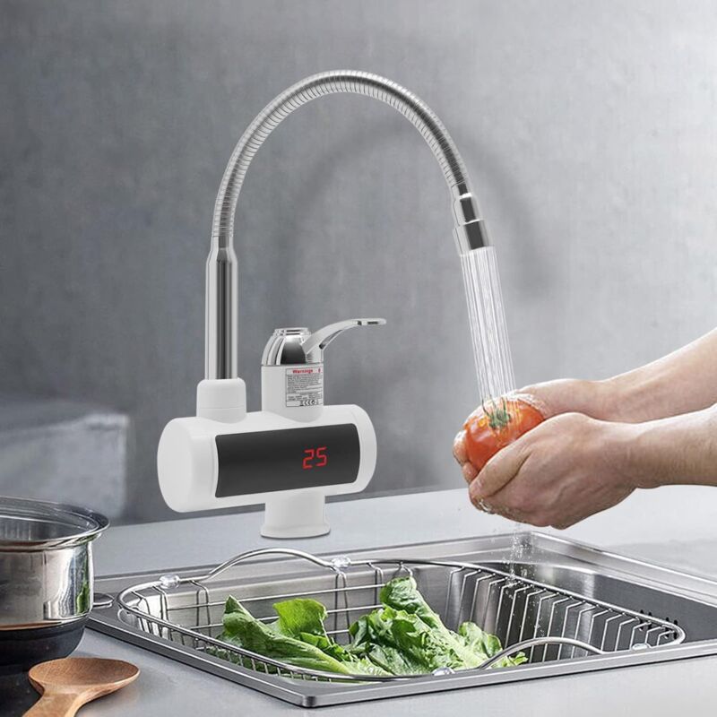 Elektrische Wasserhahn mit Durchlauferhitzer 220v für Küche, Garten, Bad, Wohwagen, Camping, Smart Heater, Armatur mit Sofortiger Warmwasserbereiter,