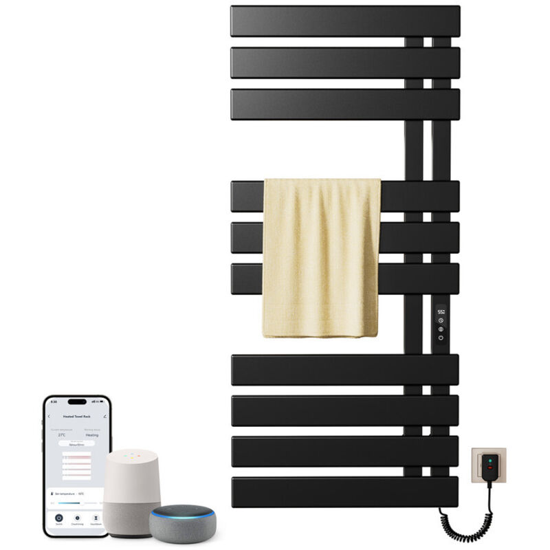 Elektrischer Badheizkörper,500 x 1100 mm WIFI Handtuchheizkörper Elektrisch,An der Wand montierter Badheizkörper Elektrisch,Heizkörper Bad,Kompatibel