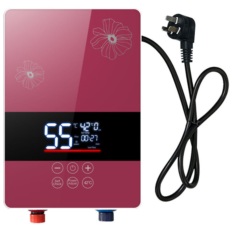 Elektrischer Durchlauferhitzer für Badezimmer und Küchen, Wandmontage, HD-LED-Display, Thermostatsteuerung, 5500 w, 220 v, Premium-Rot