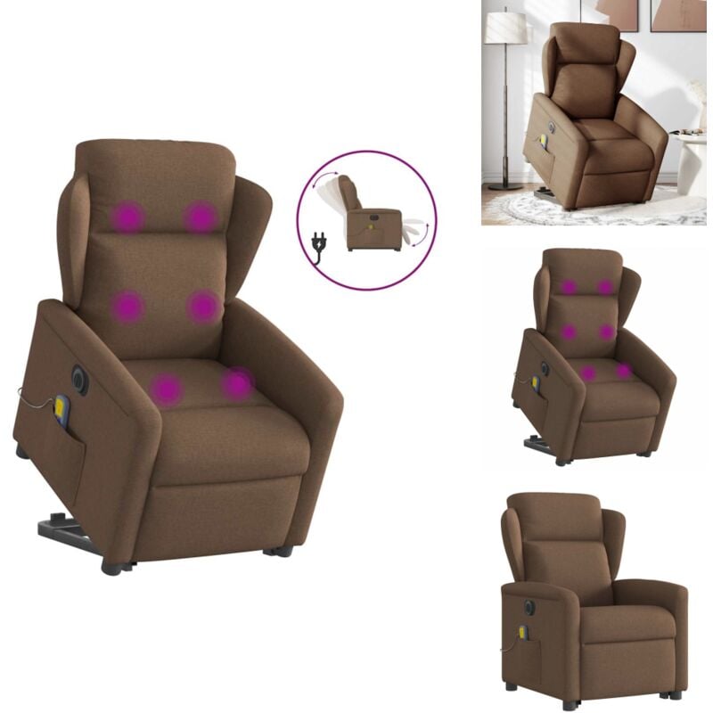 Elektrischer Massagesessel mit Aufstehhilfe Braun Stoff - Massagesessel Mit Aufstehhilfe - Massagesessel - Relaxsessel - Sessel