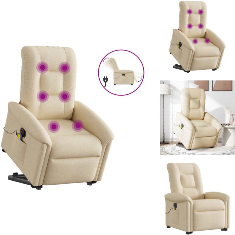 Elektrischer Massagesessel mit Aufstehhilfe Creme Stoff - Massagesessel Mit Aufstehhilfe - Massagesessel - Relaxsessel - Sessel