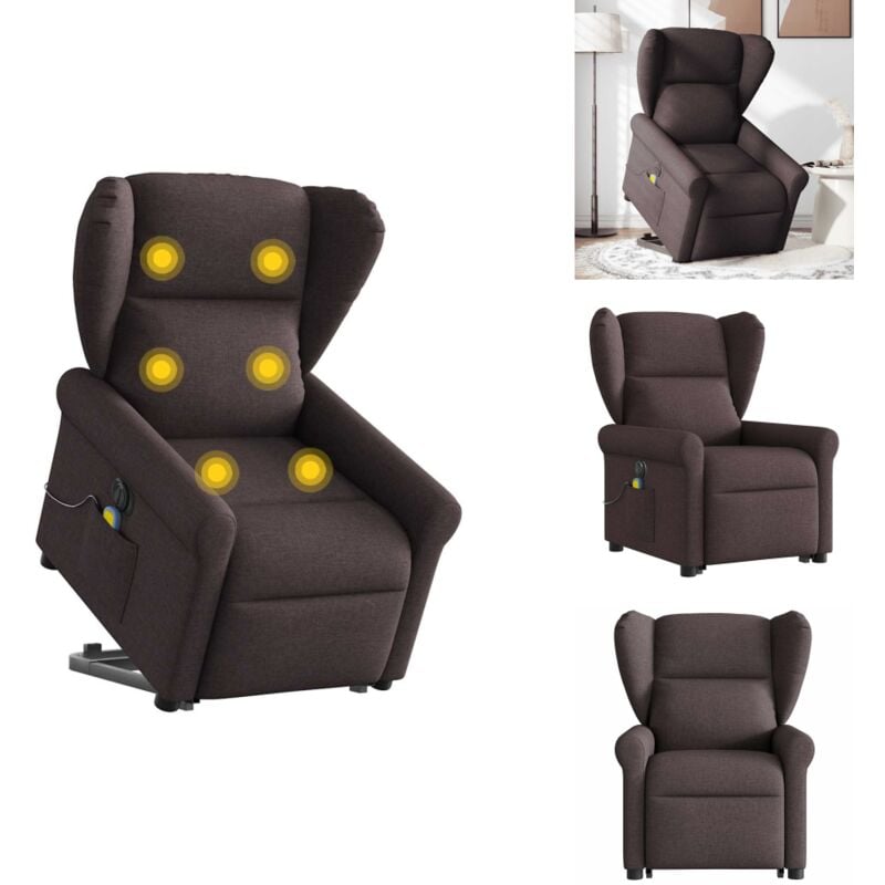 Elektrischer Massagesessel mit Aufstehhilfe Dunkelbraun Stoff - Massagesessel Mit Aufstehhilfe - Massagesessel - Relaxsessel - Sessel
