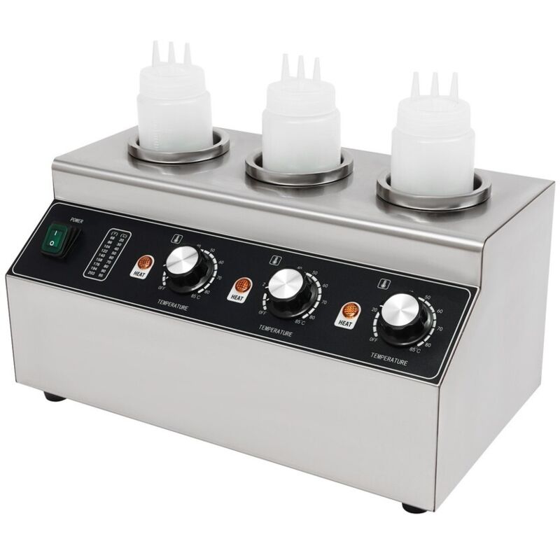 Elektrischer Saucenwärmer mit drei Köpfen Gewerblicher elektrischer Saucenwärmer Käse-Saucenwärmer aus Edelstahl mit drei Flaschen