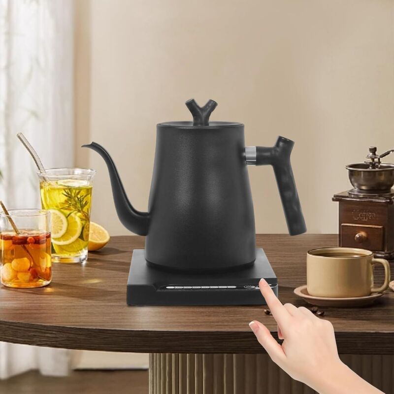 Elektrischer Wasserkocher, 1000W Edelstahl Temperaturregelung Schwanenhals Wasserkocher Teekessel Electric Kettle 1000ML, Einstellbare Temperatur,