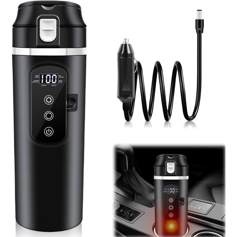 Elektrischer Wasserkocher fürs Auto, 24 V/12 v, 500 ml, einstellbare Temperatur, elektrischer Wasserkocher mit LCD-Display für Auto, lkw, Reisen,