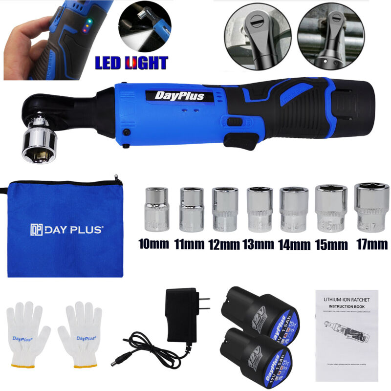 Elektrisches schnurloses rechtes Ratschenwinkelschlüssel 3/8'' Elektrowerkzeug mit 2-Batterie, für Autoreparatur