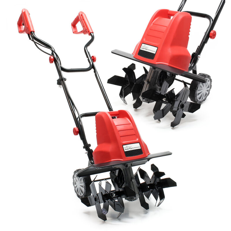 Wiltec - Elektro Gartenhacke 1500 w mit 400 U/min, elektrische Gartenfräse mit 220 mm Arbeitstiefe, Motorhacke mit 24 Klingen, Bodenfräse auf Rädern