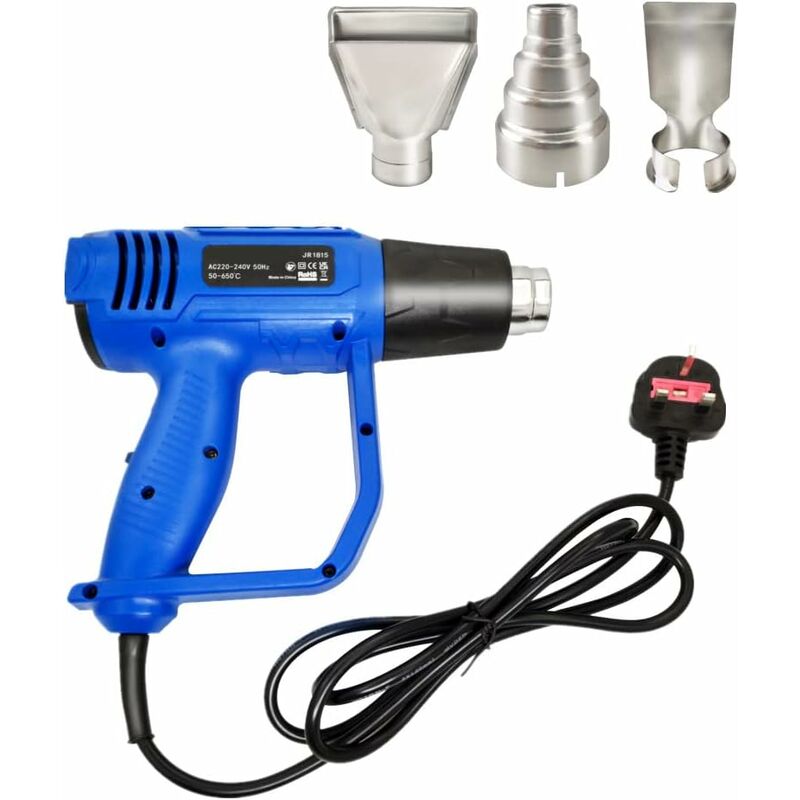 Elektro Heißluftpistole,Heißluftfön,2000 Watt,Luftdurchsatz 300-500L/min, 2 Temperaturregelung 300℃-600℃ mit 3 Düsen für Heimwerker, Heimwerker &