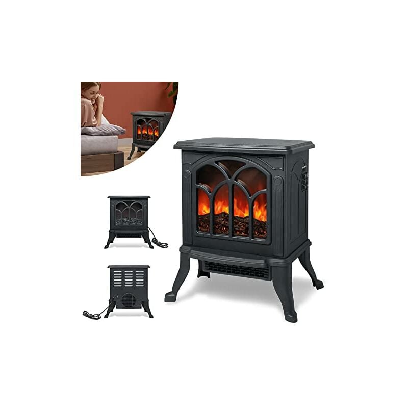Elektro Kamin Kaminofen Elektrisch Elektrokamin mit Heizung, Elektrischer Dekokamin led Kaminfeuer Standkamin mit Flammeneffekt - 750W/1500W