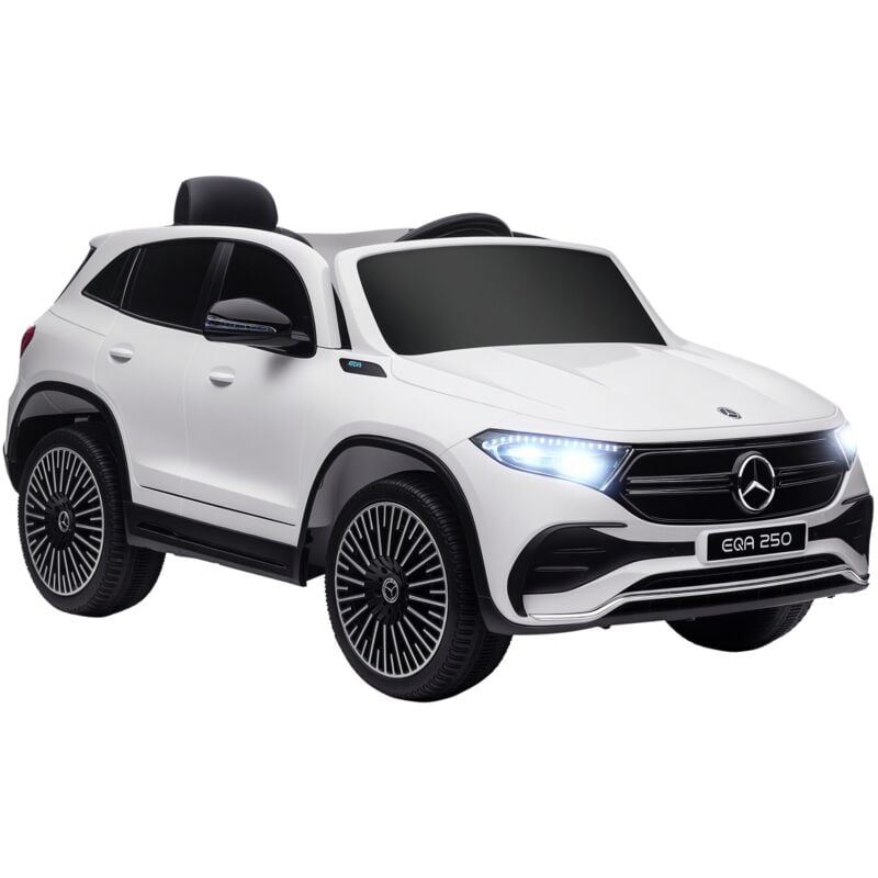 HOMCOM Kinder Elektroauto 12V Mercedes-Benz EQA Elektrofahrzeuge mit Fernbedienung, Kinderauto mit MP3-Player, Scheinwerfer, Tragebarer Batterie, 3-8