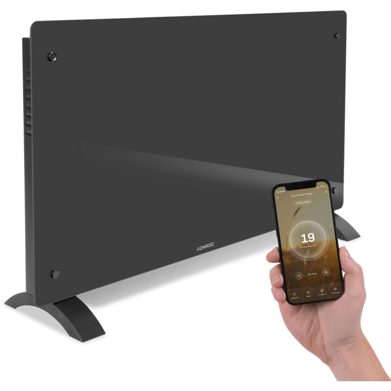 Elektroheizung, Konvektor-Heizung - Energiesparende elektrische Heizung bis 30m2 - 2 Stufen 1250W & 2500W - grau