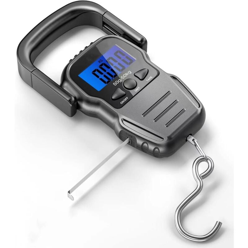 Elektronische Gepäckwaage/tragbare Digitalwaage/Kofferwaage mit hintergrundbeleuchtetem LCD für Reisen, Angeln und Bogenschießen, großer Haken
