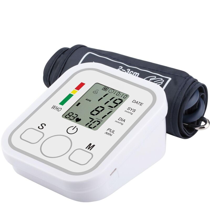 Elektronisches Blutdruckmessgerät – Misst Blutdruck und Puls mit zwei Speicherplätzen (2 x 99 Messwerte), verstellbare Manschette von 22 bis 32 cm,