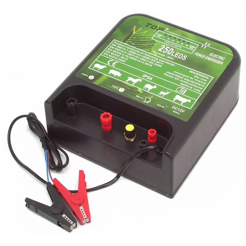 Apex - Elektrozaun Weidezaungerät 250 led 12V 2,5 Joule 12000V Solar Weidezaun 56391