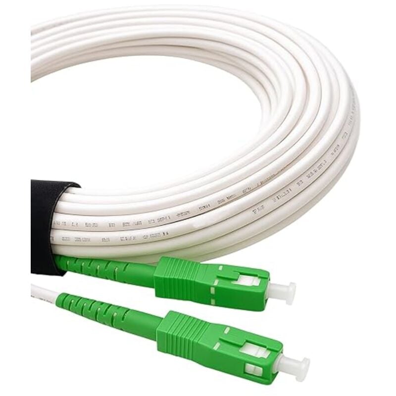 Elfcam - Glasfaserkabel sc-apc zu sc-apc - 0,5 m (Weiß), Verstärktes Glasfaser-Patchkabel, Simplex Singlemode 9/125 μm, Geschirmt, Geringe Dämpfung,