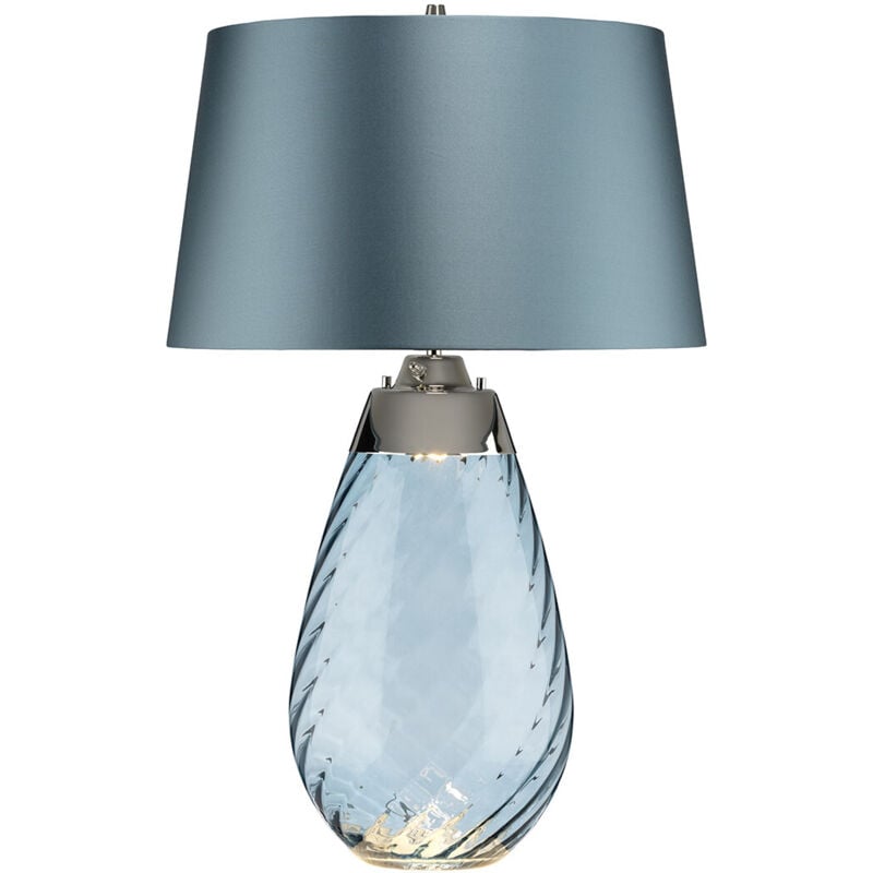 Elstead Lena 2 Light Large Blue Tischlampe, blau getöntes Glas, Duck Egg Blue Shade, E27