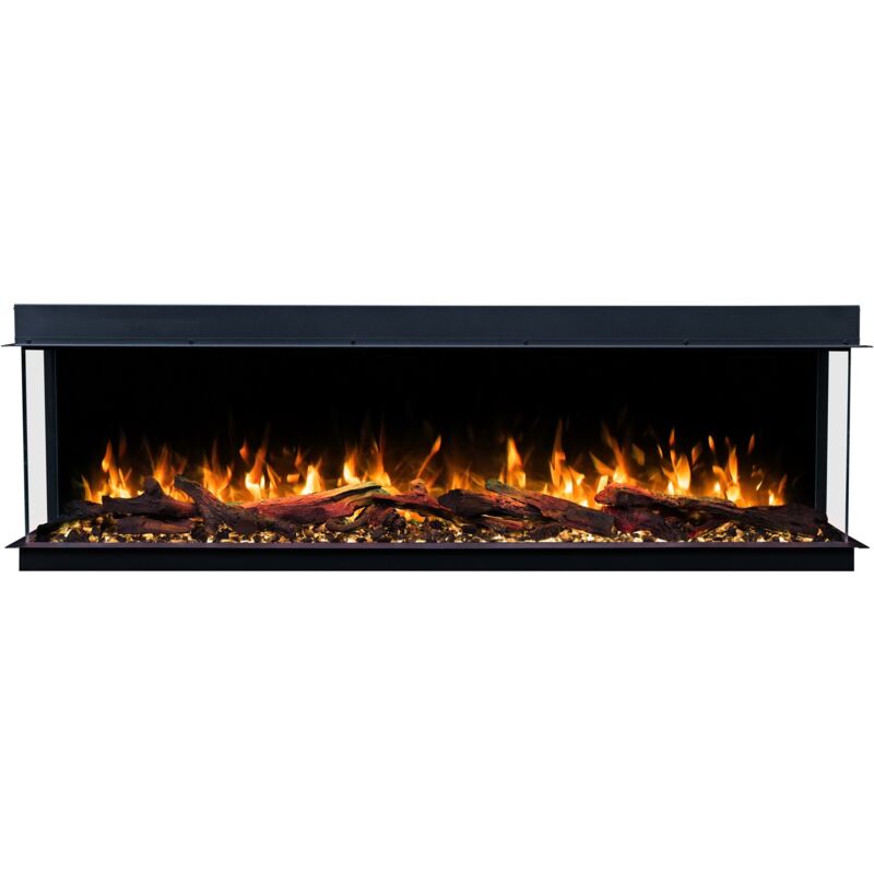 Emotion Flame Solis 150 - 750/1500 W - Elektrischer Kamin mit 3 Sichtseiten - Premium-Feuer, einbaubar - 150x30x46 cm - LED-Kamin - Heizung