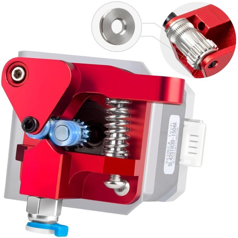 Mumu - Ender 3 Dual Gear Extruder MK8 Metal Drive Feeder Upgrade für Ender 3 V2, Ender 3 Pro, Ender 3 Neo Serie, Ender 5 Serie, CR10 Serie, Voxelab