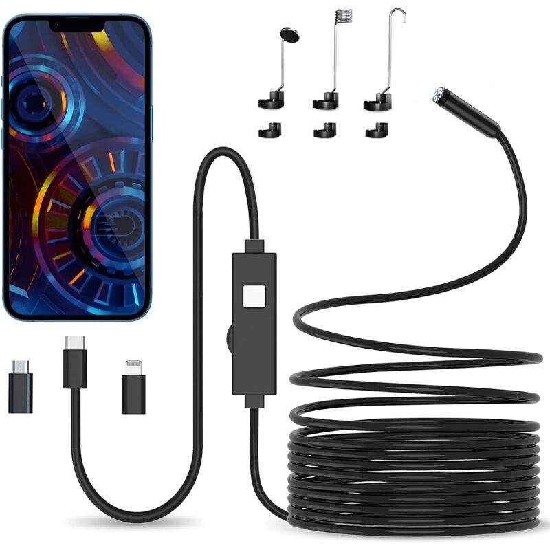 Endoskopkamera mit Licht, 1080P HD Endoskop-Kamera Handy mit Licht Wasserdichtes Ip67 Kein WLAN Erforderlich Inspektionskamera Kanal-kamera Handy mit