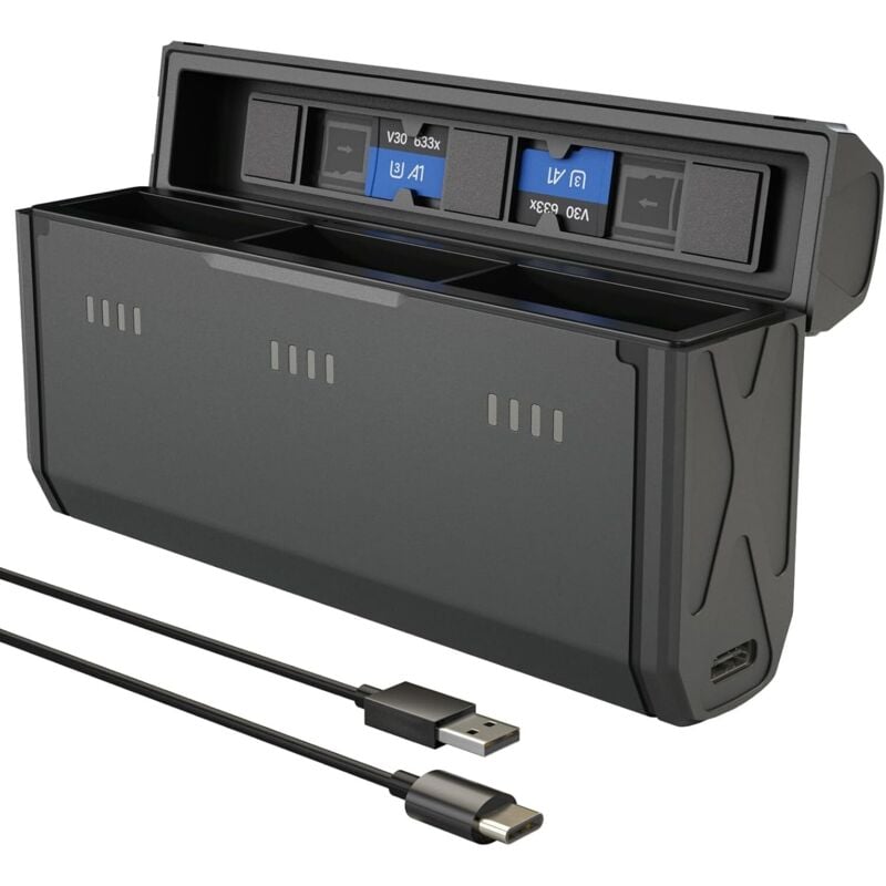 Enduro Akkuladegerät für GoPro Hero 13 Black, Taschenladegerät mit intelligenter Betriebsanzeige und seitlichem Ladeanschluss, Schnellladehülle mit