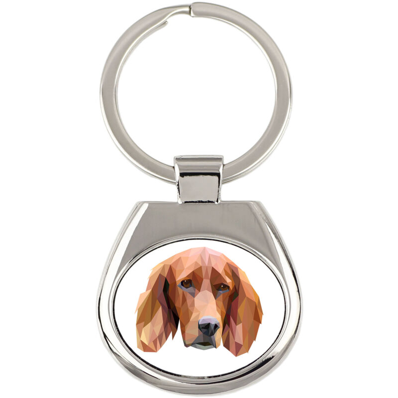 English Setter, Laverack - geometrischer Schlüsselanhänger mit Foto und Aufschrift Art-Dog