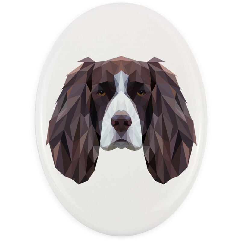 English Springer Spaniel - ein Teller mit Foto und geometrischer Aufschrift von Art-Dog