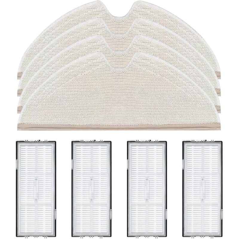 Ensemble d'accessoires pour aspirateurs robots Roborock Q5 Max+/Q8 Max/Q8 Max+/Q5 Pro/Q7/Q7+/Q7 Max/Q7 Max+ : pièces de rechange, 4 filtres, 4