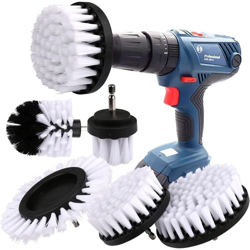 Bürstenbohrer-Set, 5-teiliges Akkuschrauber-Bürstenset, Reinigungsbürste, Felgenbürste, Reinigungsbürsten-Set für Felgen, Badewanne, Fliesen, Küche,