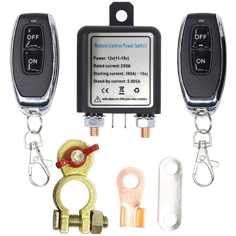 12 v Autobatterie-Relais, kabelloser Ferntrennschalter, Trennschalter, Power Cut Master mit 2 Controllern - Eosnow