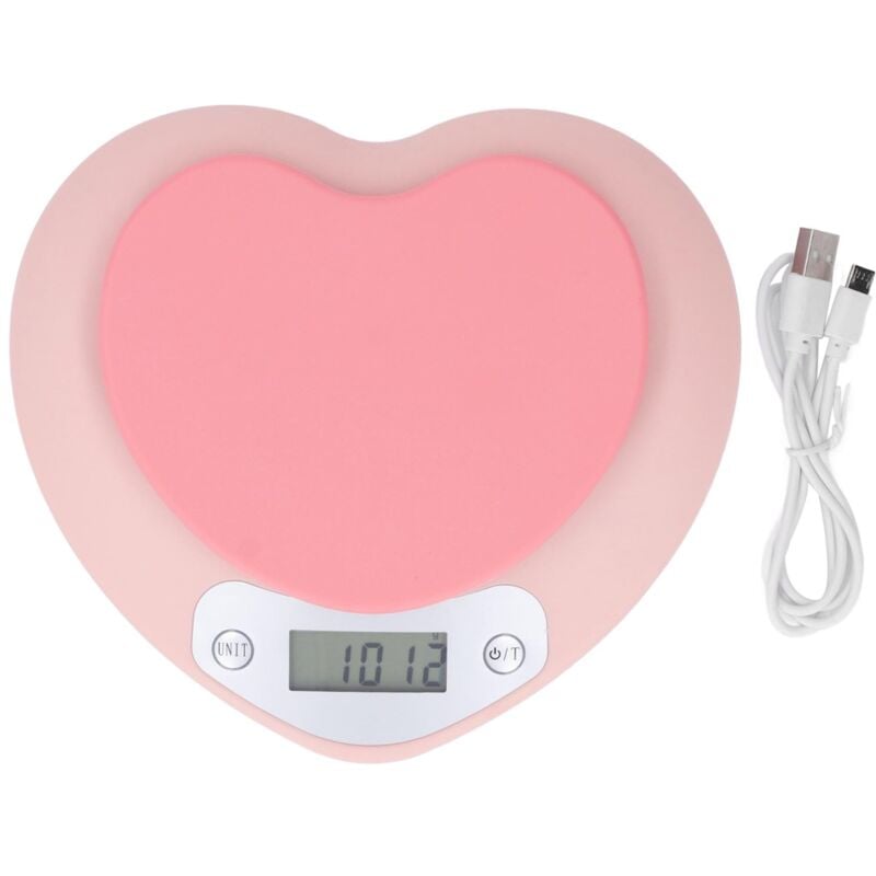 Eosnow - 1G Genauigkeit digitaler Küche Skala 5 kg Haushalt kleiner Herzform wiederaufladbares Essen zum Kochen des Backens