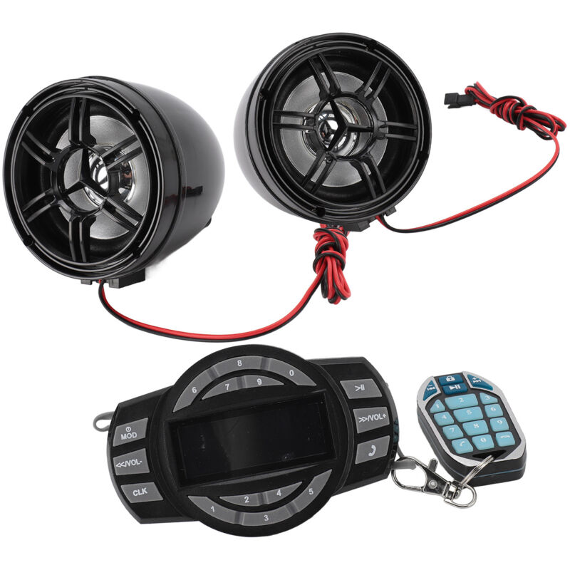 Eosnow 3-Zoll-Bluetooth-Motorradlautsprecher, 16-Tasten-Fernbedienung, Diebstahlschutz, wasserdichtes Motorrad-Soundsystem, Schwarz