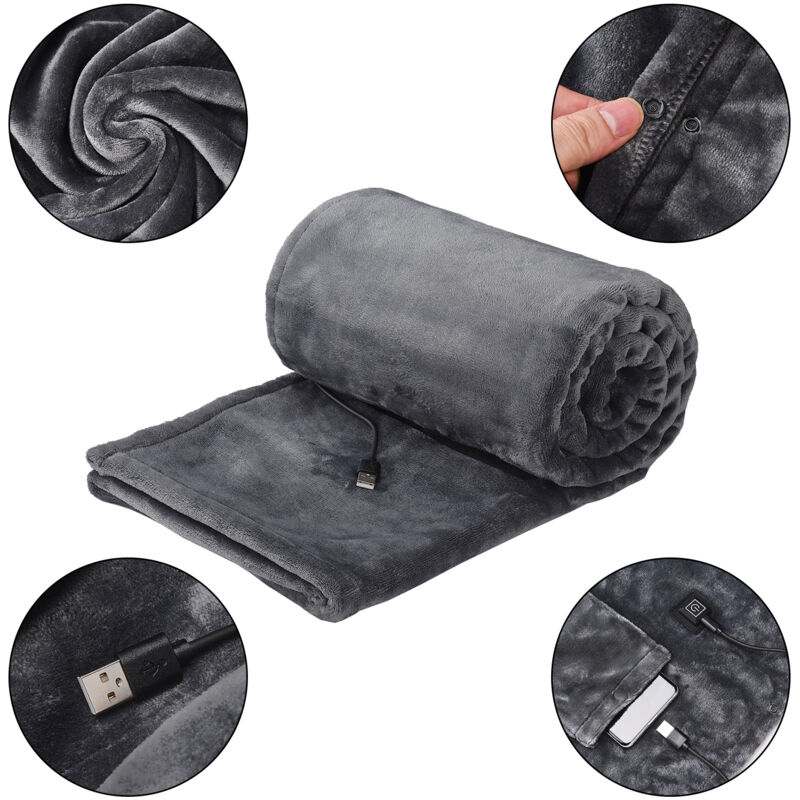 Eosnow Elektrische USB-Heizdecke, intelligente Heizdecke mit konstanter Temperatur, für Familienbüros, 140 x 80 cm, Dunkelgrau