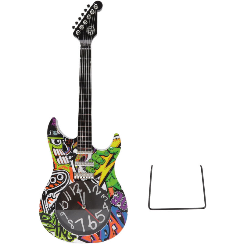 Eosnow Gitarren-Wanduhr, Simulation, zeitgenaues Dekor für Zuhause, Schlafsaal, Schlafzimmer, 5680CC mit Ständer