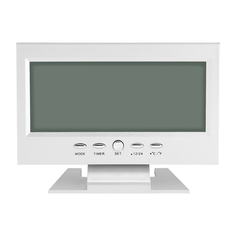 Eosnow LCD-Tischwecker mit digitalem Schallsensor, Kalender und Temperaturanzeige, silberfarben