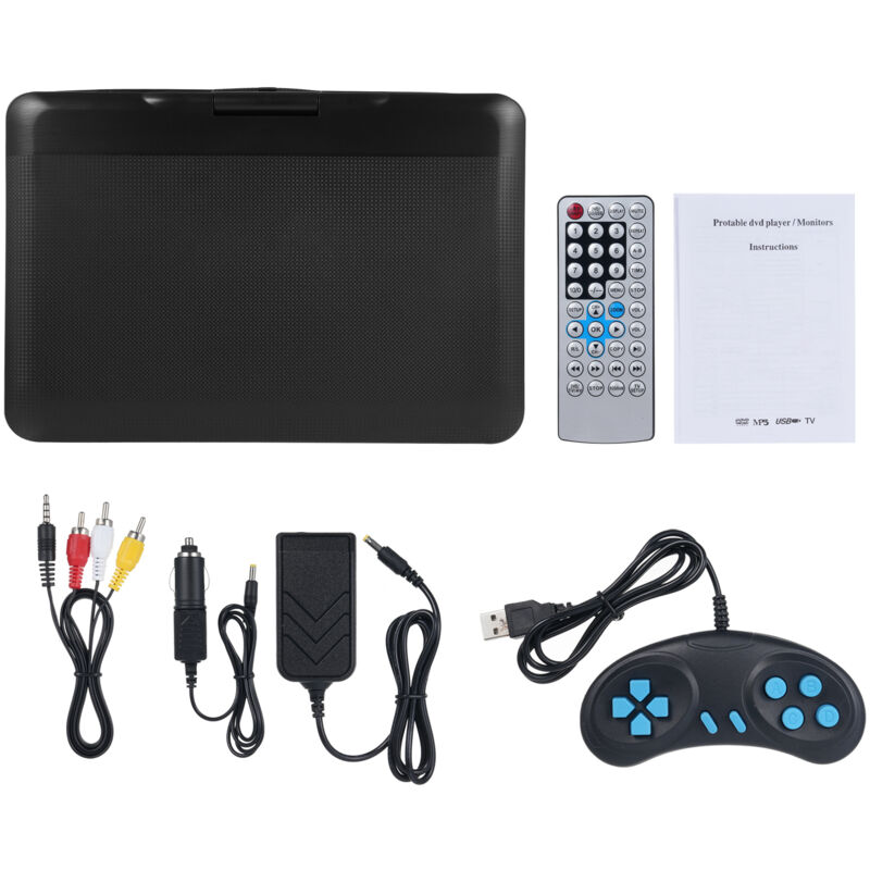 Eosnow Tragbarer DVD -Player 9,8 Zoll 270 ° Rotatable HD -Bildschirm mit Spielfunktion und wiederaufladbarem Akku für Heimauto