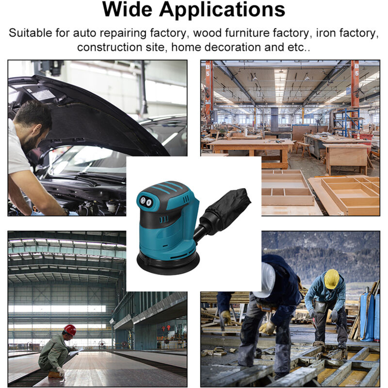 125 -mm -Bürstenmotor schnurloser Orbitalschleifer Holzschleifer Elektroauto -Politur Multifunktionales Metallwachsen Polierschleifen 3