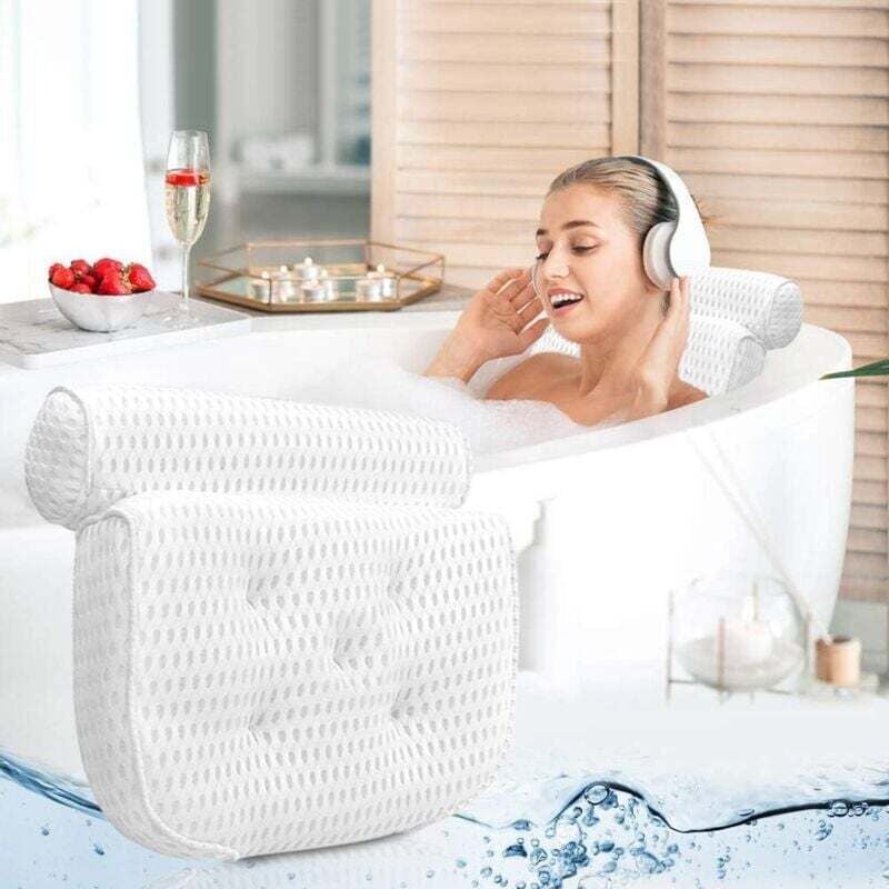 Ergonomisches Badewannenkissen mit Nacken- und Rückenstütze – Kissen, bequeme Badewanne zum Entspannen, Kissen mit 4D-Air-Mesh, Spa-Badewanne mit