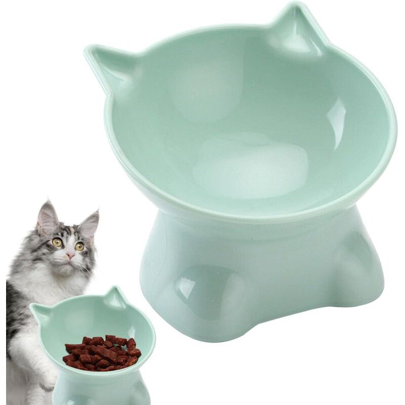 Erhöhter Katzennapf mit Anti-Erbrechen-Funktion, neigbar bis 15 Grad. Flacher Napf (13,5 cm), erhöhter Napf für Kätzchen, Futter und Wasser für