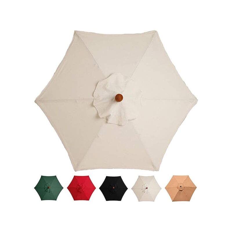 Ersatz-Sonnenschirmabdeckung 3M, 6 Arme, Gartenüberdachung, Ersatz-Sonnenschirmabdeckung, (nur Vordach)/Weiß