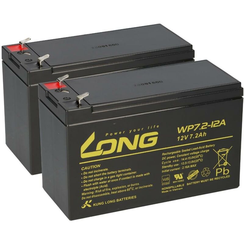 Kunglong - Ersatzakku für Alber Scalamobil S10 und S20 2x Kung Long 12V 7,2Ah Bleiakku