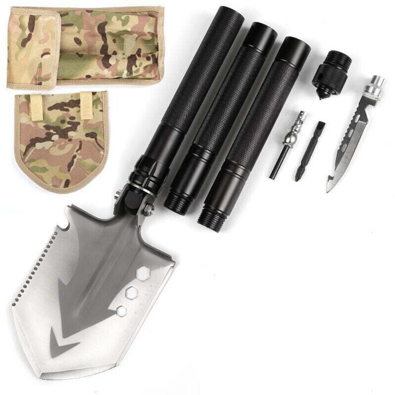 Überlebensschaufel, 12-fach faltbare Schaufel, 82 cm multifunktionale Militär-Überlebensschaufel für Camping, Survival, Wandern und Gartenarbeit.