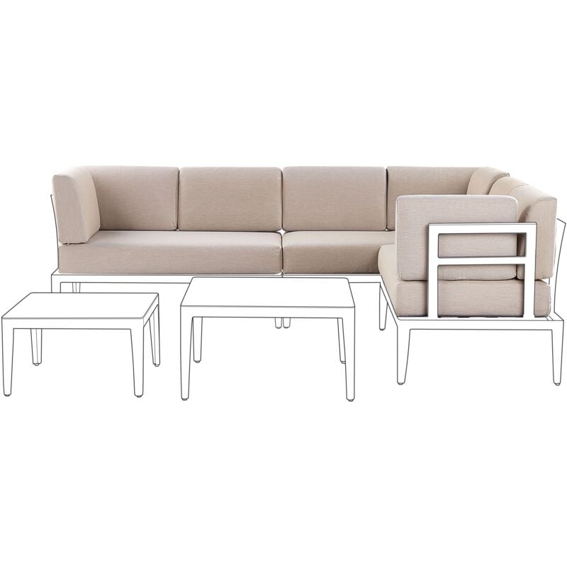 Ersatzbezüge Beige aus Stoff 12-teilig mit Reißverschlüssen Modern Outdoor Rücken- und Sitzkissenbezüge für Gartenmöbel Loungemöbel