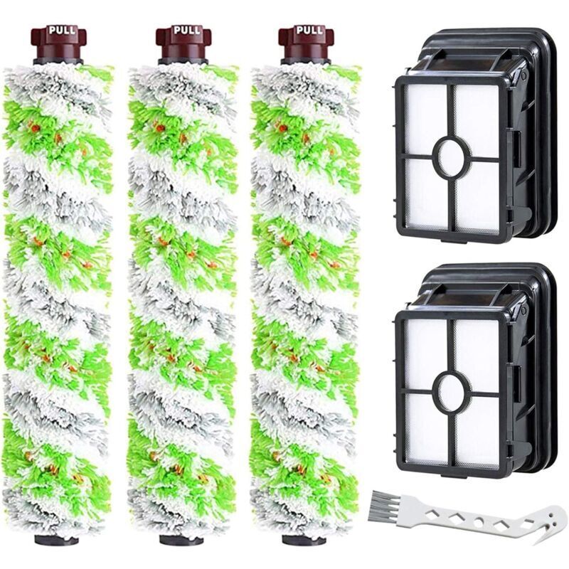 Ersatzbürstenwalzen (3 Stück) + 2 Filter für BISSELL Crosswave Staubsauger der Serien 17132 und 2225N – ideal für Familien mit Haustieren, Raucher