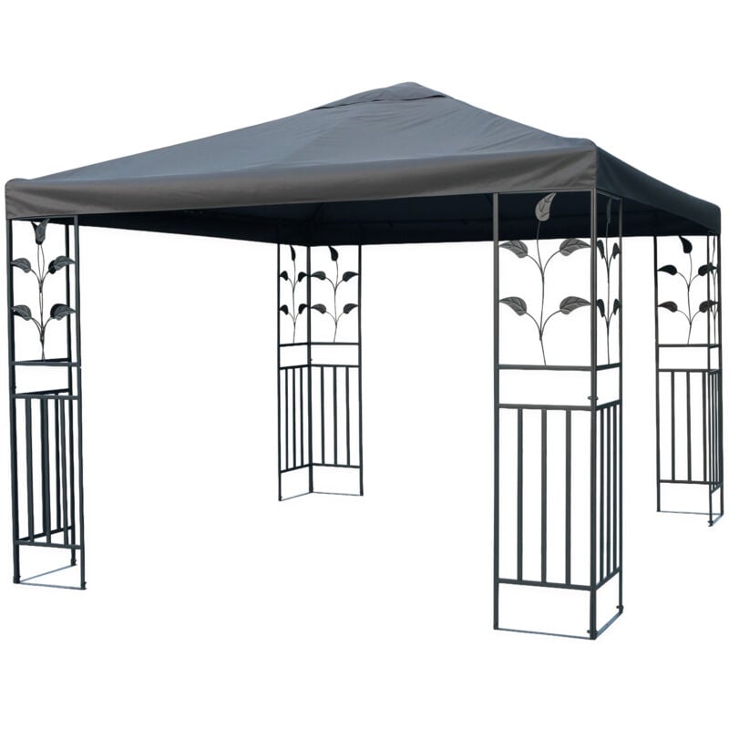 Pavillon Ersatzdach wasserdicht mit pvc Beschichtung 3 x 3 Meter - anthrazit - Universal Pavillondach - Garten Party Pavillon Dach Sonnenschutz